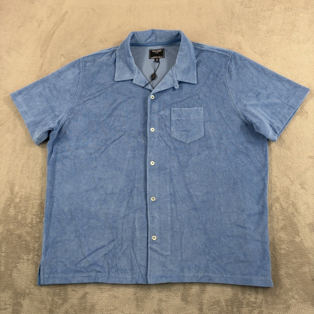 Todd Snyder‎ Camp Loop Collar Shirt in Light Blue Terry Cloth Men 2XL NWOT $298